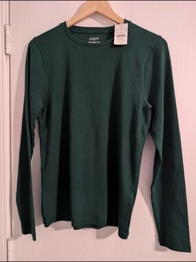 J. Crew Dark Green Long Sleeve Crewneck Tee